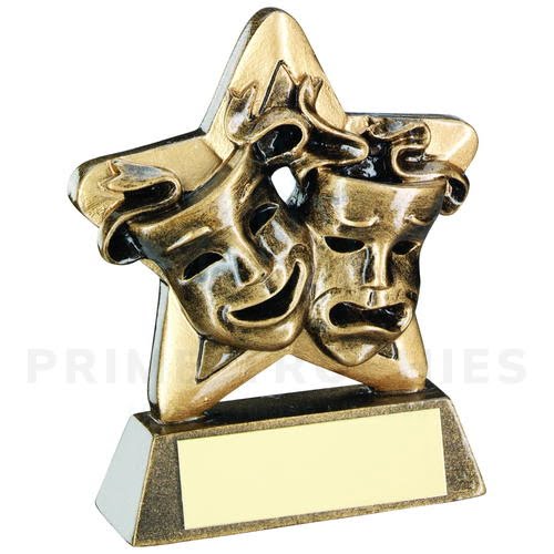 Two Toned Gold Drama Mask Mini Star Trophy