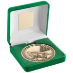 Quality 70mm Snooker or Pool Medal in a Green Velvet Box Antique Gold