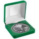 Quality 70mm Snooker or Pool Medal in a Green Velvet Box Antique Silver