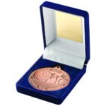 50mm Volleyball Medal in a Blue Velvet Box Bronze