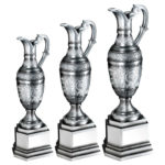 Fabulous Painted Silver Golf Claret Jug Trophy Group