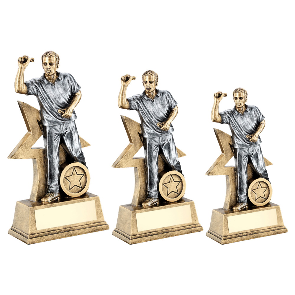 Male Figure Darts Trophy with a Star Backing