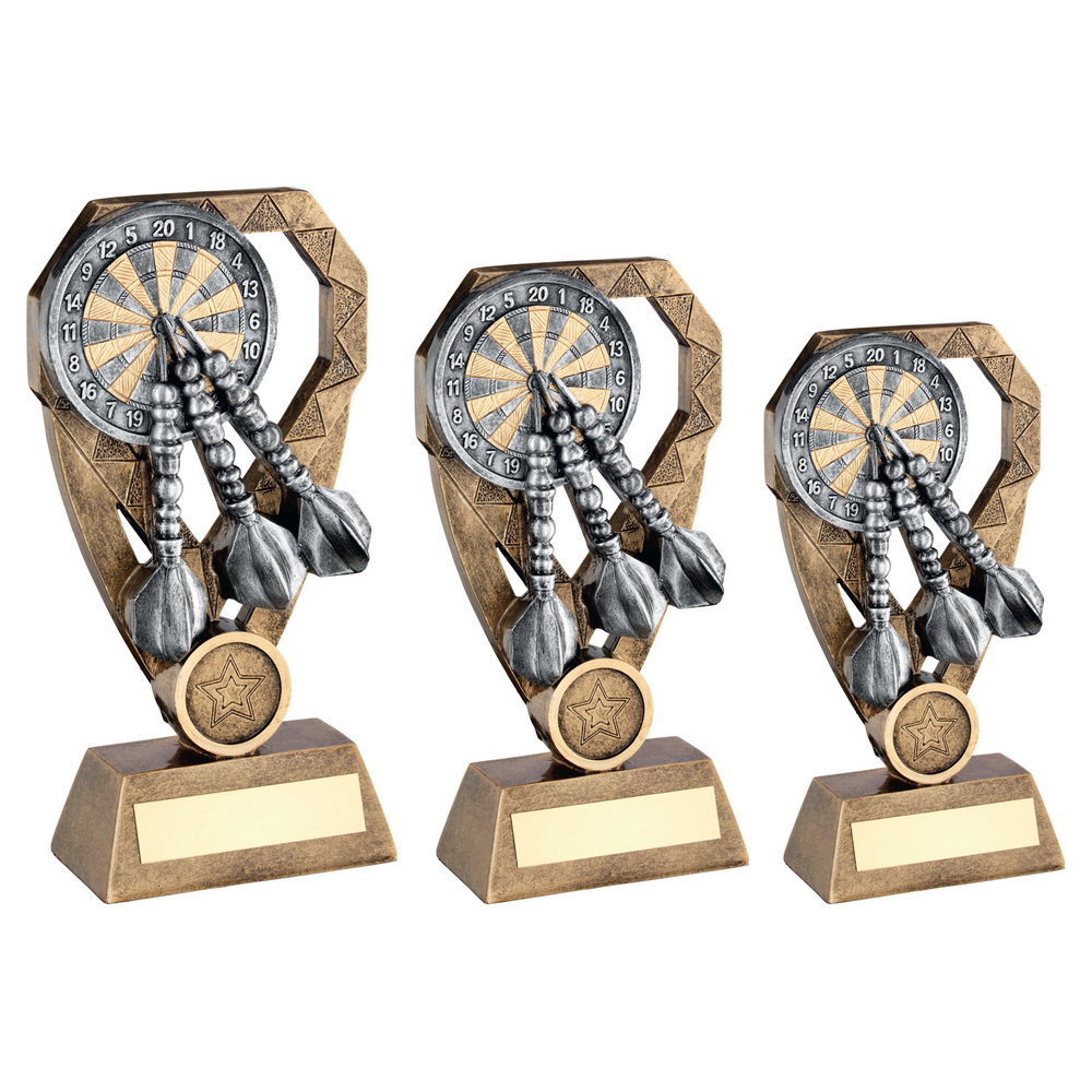 Bronze & Pewter Dartboard & Darts Trophy