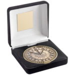 70mm Darts Medal in a Black Velvet Box Antique Gold