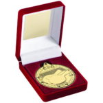 50mm Table Tennis Medal in a Red Velvet Box Gold