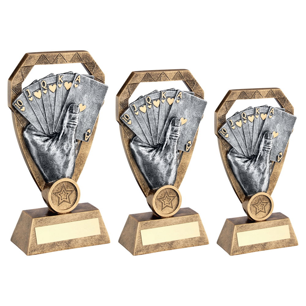 Pewter & Bronze Cards in Hand Diamond Trophy