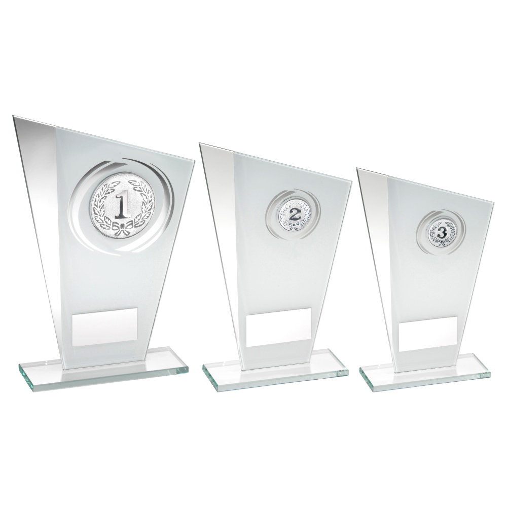 White & Silver Versatile Glass Trophy