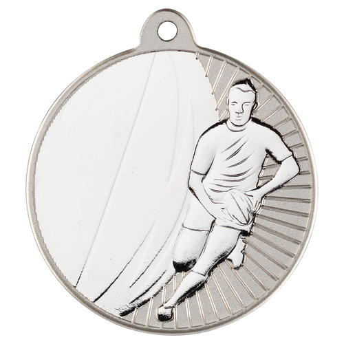 New 50mm Two Toned Rugby Medal Silver