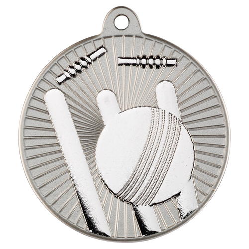 New 50mm Two Toned Cricket Medal Silver