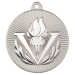 New 50mm Two Toned Victory Torch Medal Silver