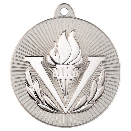 New 50mm Two Toned Victory Torch Medal Silver