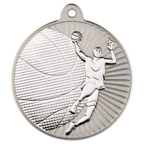 New 50mm Two Toned Netball Medal Silver