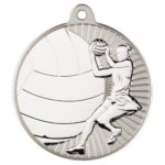 New 50mm Two Toned Netball Medal Silver