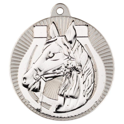 New 50mm Two Toned Horse Medal Silver