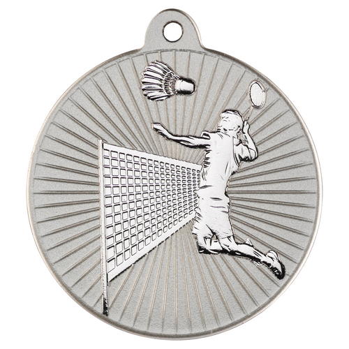 New 50mm Two Toned Badminton Medal Silver