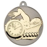 New 50mm Two Toned Swimming Medal Gold