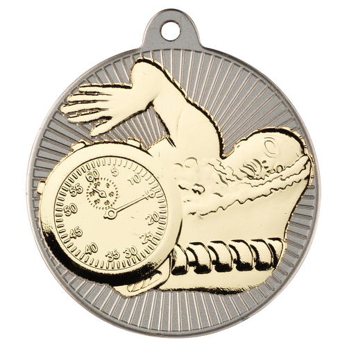 New 50mm Two Toned Swimming Medal Gold