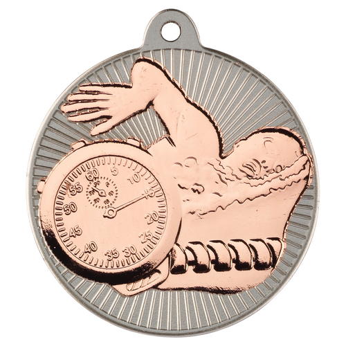 New 50mm Two Toned Swimming Medal Bronze