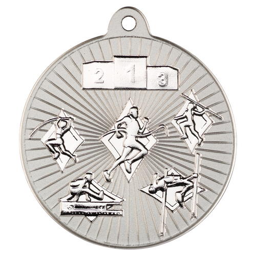 New 50mm Two Toned Multi Athletics Medal Silver