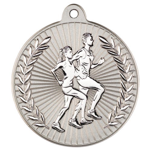 New 50mm Two Toned Running Medal Silver