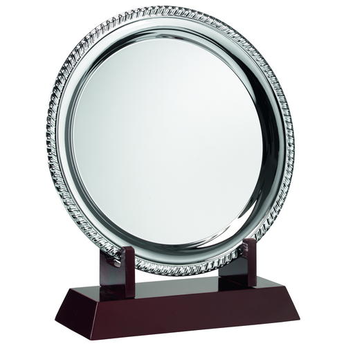 Silver Finished Rope Salver on a Wooden Stand