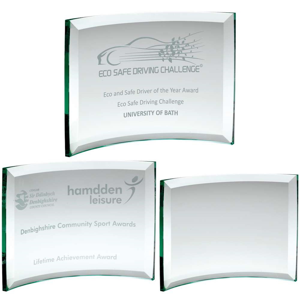 Jade Glass Curved Rectangle Award