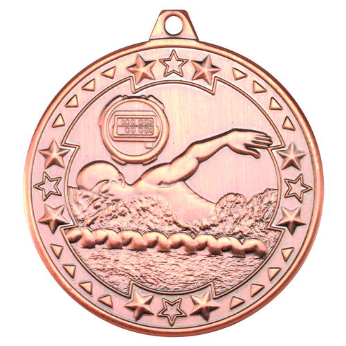 50mm Tri-Star Swimming Medal