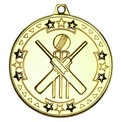 50mm Tri-Star Cricket Medal