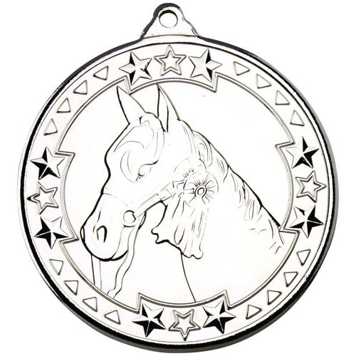 50mm Tri-Star Horse Medal