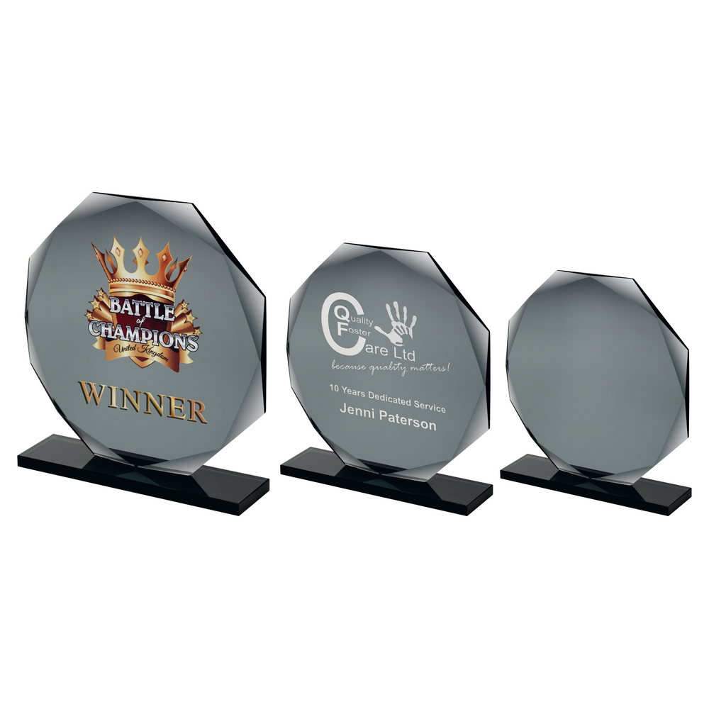 Smoked Black Glass Octagon Award