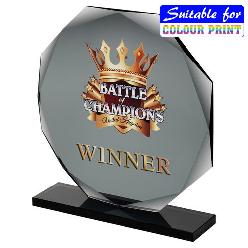 Smoked Black Glass Octagon Award