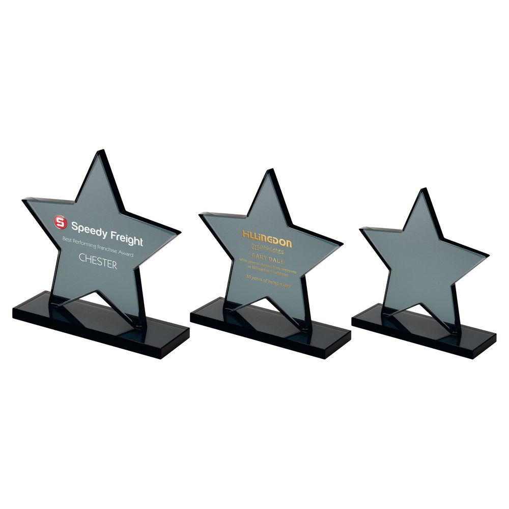 Smoked Black Glass Star Award