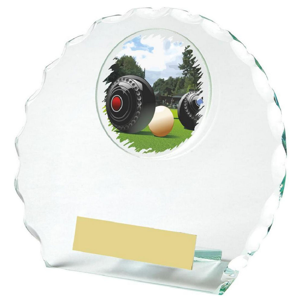 Circular Glass Lawn Bowls Trophy