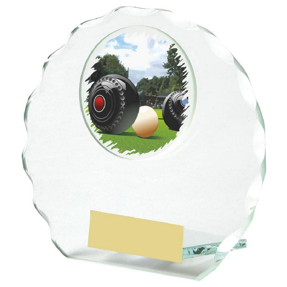 Circular Glass Lawn Bowls Trophy