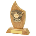 Wooden Tear Longest Drive Golf Trophy