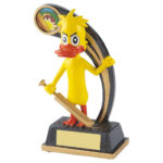 The Duck Novelty Cricket Trophy is made from resin. This novelty crickey trophy can be engraved on the plate attached to the front of the trophy.