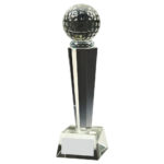 Tall Crystal Golf Ball Column Trophy