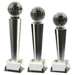 Tall Crystal Golf Ball Column Trophy