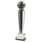 Tall Crystal Golf Ball Column Trophy