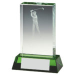 Male Golfer Golf Glass Block Trophy