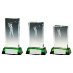 Male Golfer Golf Glass Block Trophy