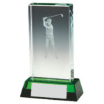 Male Golfer Golf Glass Block Trophy