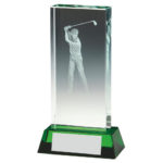 Male Golfer Golf Glass Block Trophy