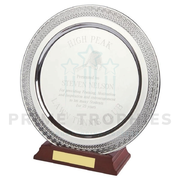 Silver Plated Salver on Wood Stand