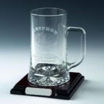 1pt Glass Stern Tankard on Wood Stand