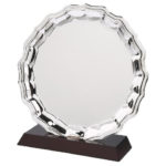 Nickel Plated Salver with Wood Plinth