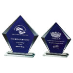 Clear & Blue Glass Diamond Stand Award