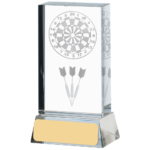 Sub Surface Engraved Darts Crystal Trophy