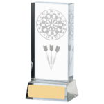 Sub Surface Engraved Darts Crystal Trophy