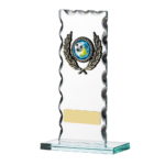 Curved Edge Clear Glass Trophy